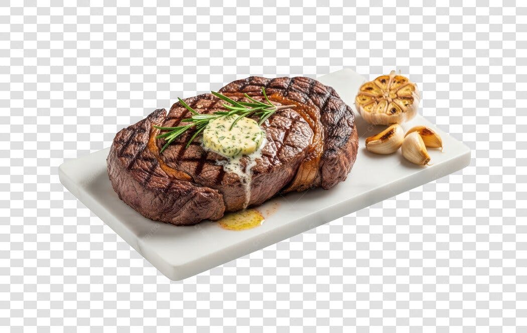 Foto Recortada Bife Grelhado Manteiga Alho PNG Fundo Transparente