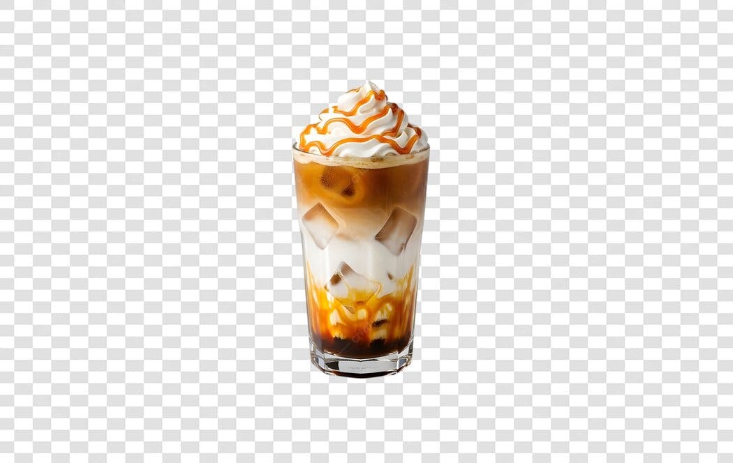 Foto Recortada Café Caramelo Gelado Chantilly PNG Fundo Transparente