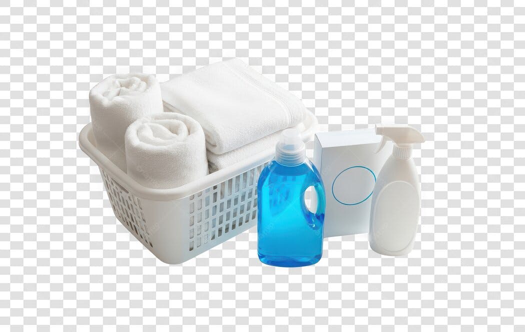 Foto Recortada Cesta Roupas Limpas Produtos Lavanderia PNG Fundo Transparente