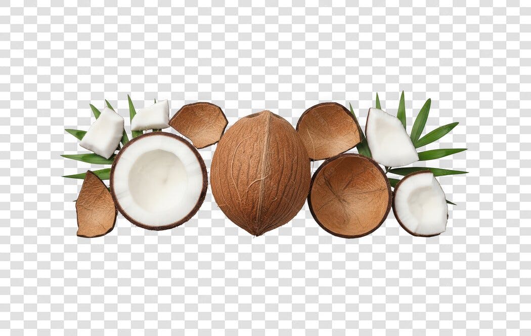 Foto Recortada Coco Inteiro e Partido PNG Fundo Transparente