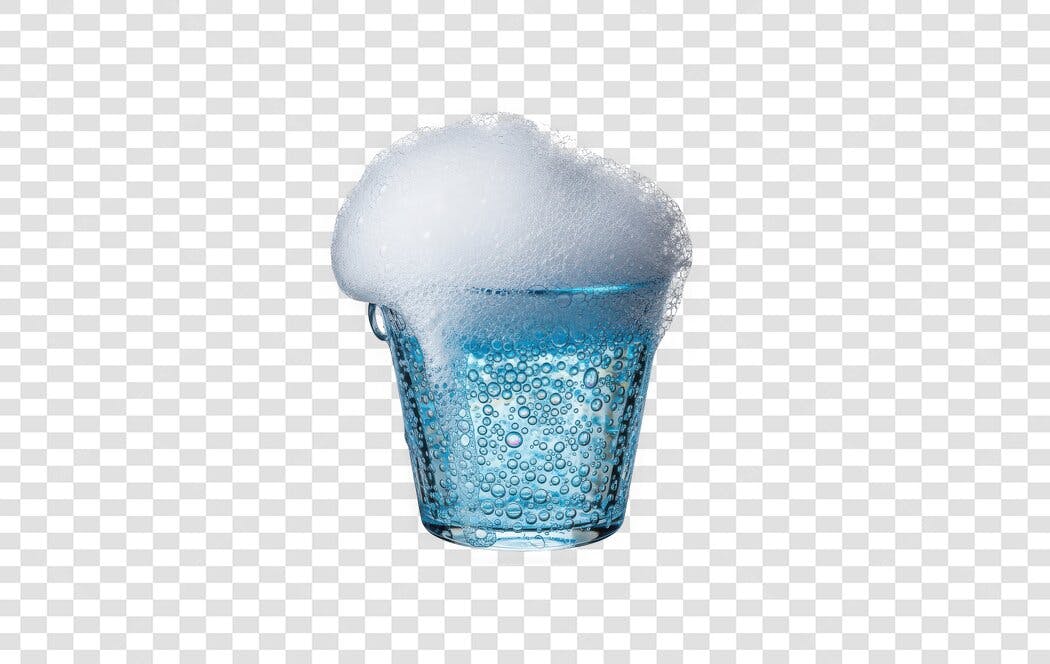 Foto Recortada Copo com Espuma Azul PNG Fundo Transparente
