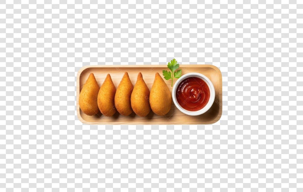 Foto Recortada Coxinhas com Ketchup PNG Fundo Transparente