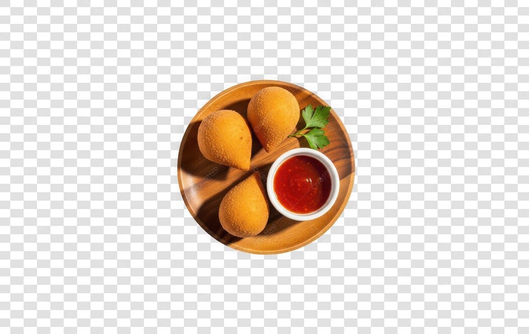 Foto Recortada Coxinhas com Molho Pimenta PNG Fundo Transparente