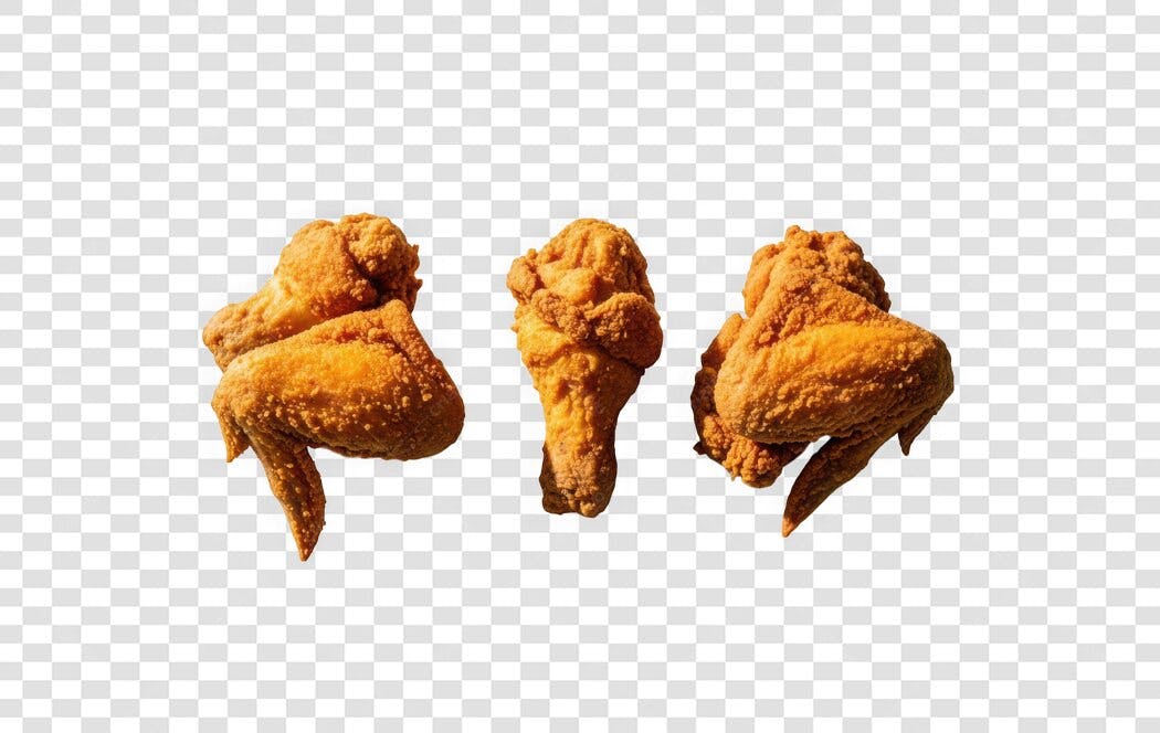Foto Recortada Frango Frito Coxa Asa Crocante PNG Fundo Transparente