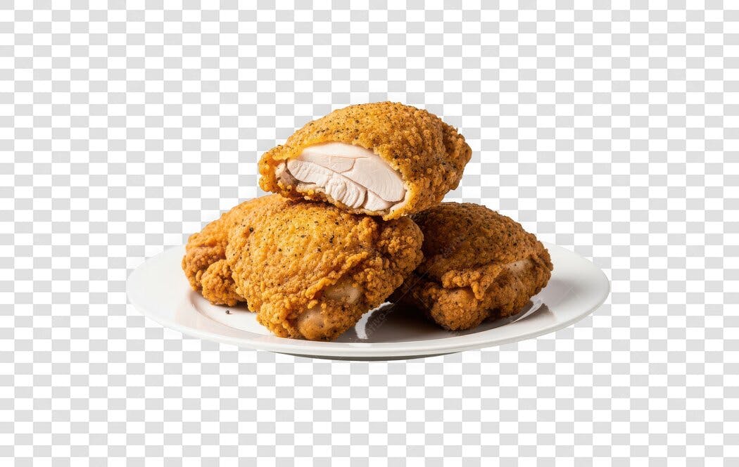 Foto Recortada Frango Frito Crocante Prato PNG Fundo Transparente
