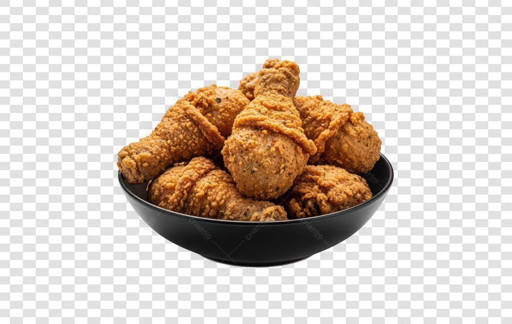 Foto Recortada Frango Frito Crocante Tigela PNG Fundo Transparente
