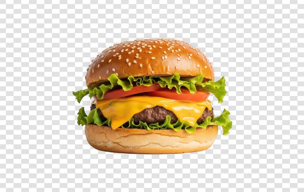 Foto Recortada Hambúrguer Queijo Alface Tomate PNG Fundo Transparente
