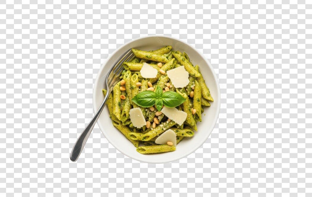 Foto Recortada Massa Penne Pesto Queijo PNG Fundo Transparente