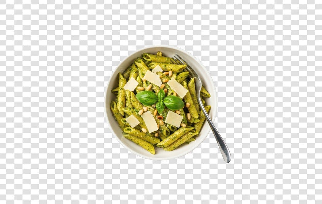 Foto Recortada Massa Penne Pesto Queijo PNG Fundo Transparente