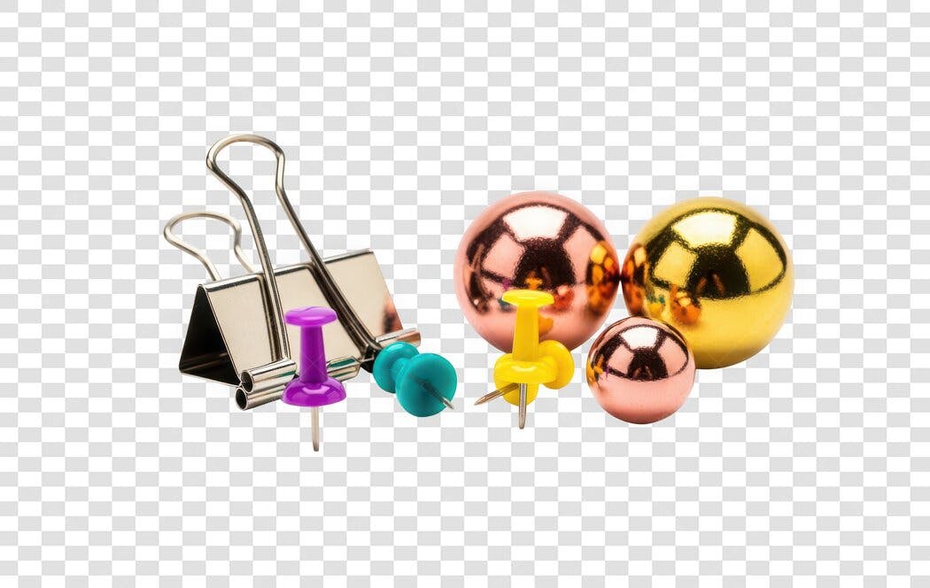 Foto Recortada Materiais Escritório Clipes Tachinhas PNG Fundo Transparente