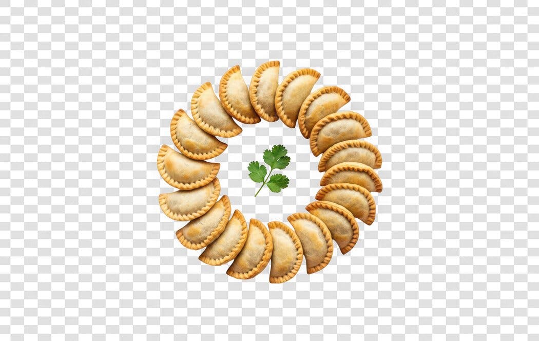 Foto Recortada Mini Pastéis Salgados Círculo PNG Fundo Transparente