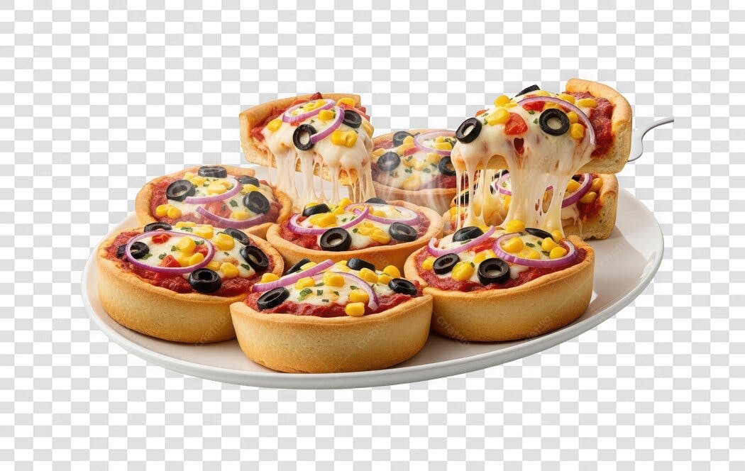 Foto Recortada Mini Pizzas Queijo Derretendo PNG Fundo Transparente
