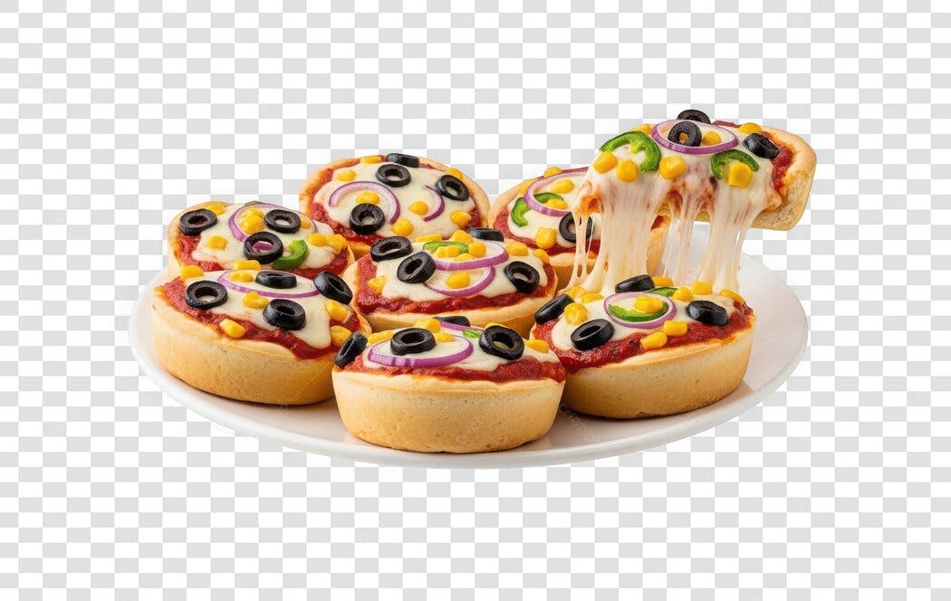 Foto Recortada Mini Pizzas Queijo Derretido PNG Fundo Transparente