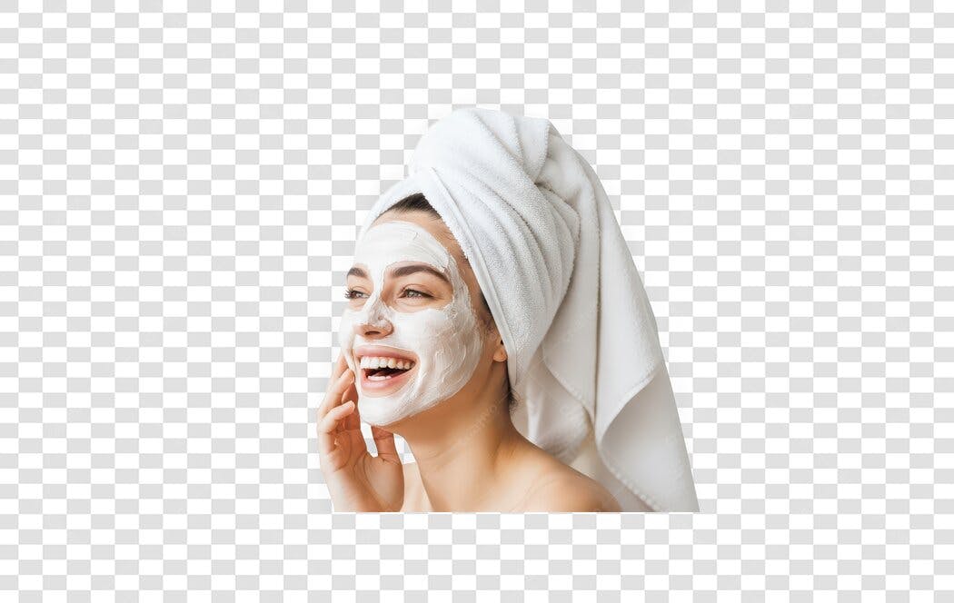 Foto Recortada Mulher Máscara Facial Toalha PNG Fundo Transparente