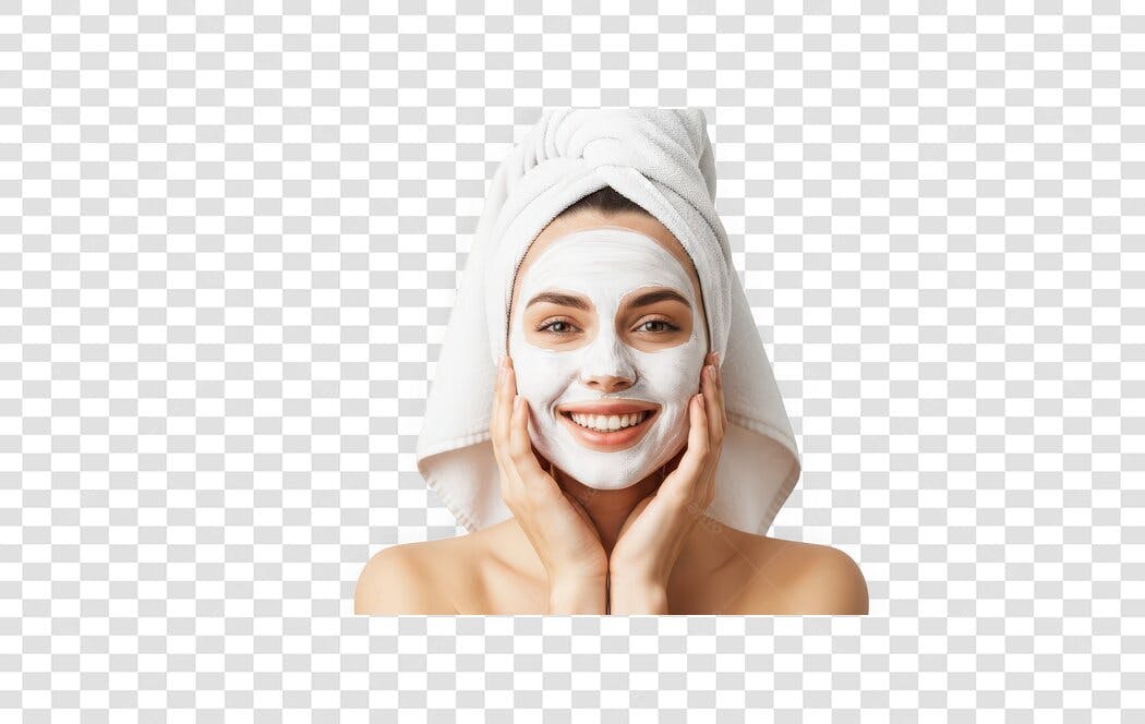Foto Recortada Mulher Máscara Facial Toalha PNG Fundo Transparente