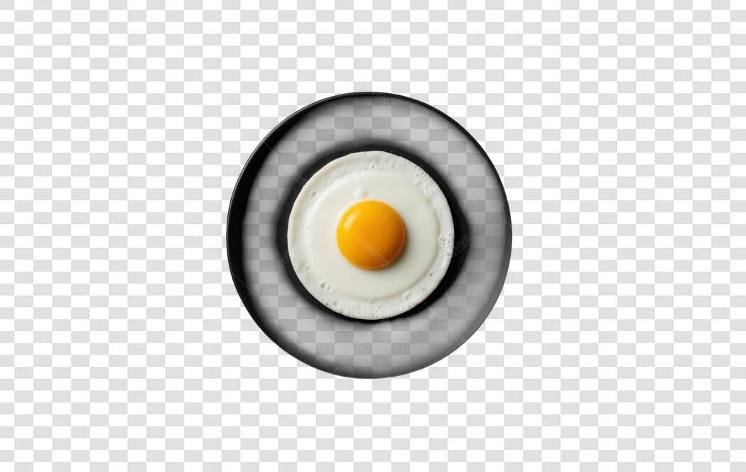 Foto Recortada Ovo Frito Prato Cinza PNG Fundo Transparente