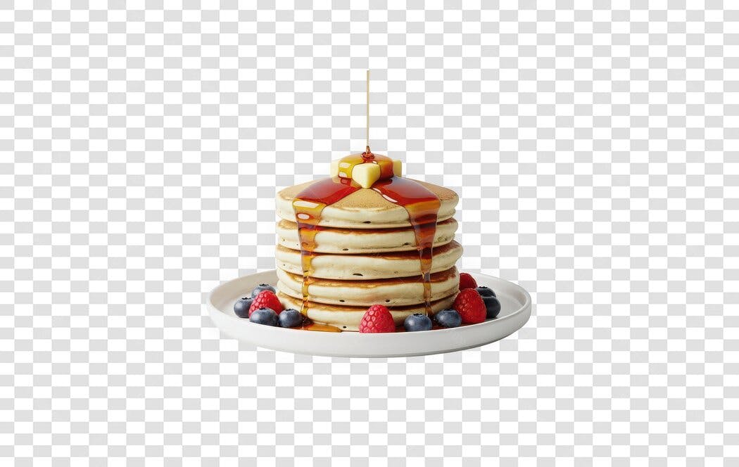 Foto Recortada Panquecas Frutas Vermelhas Xarope PNG Fundo Transparente