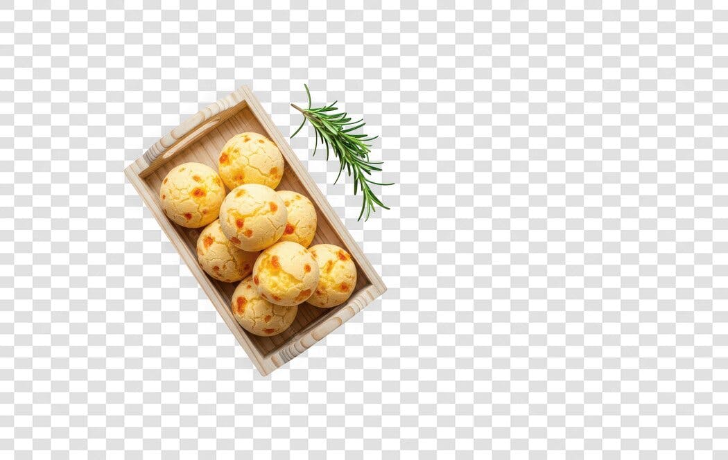Foto Recortada Pão de Queijo Bandeja Alecrim PNG Fundo Transparente