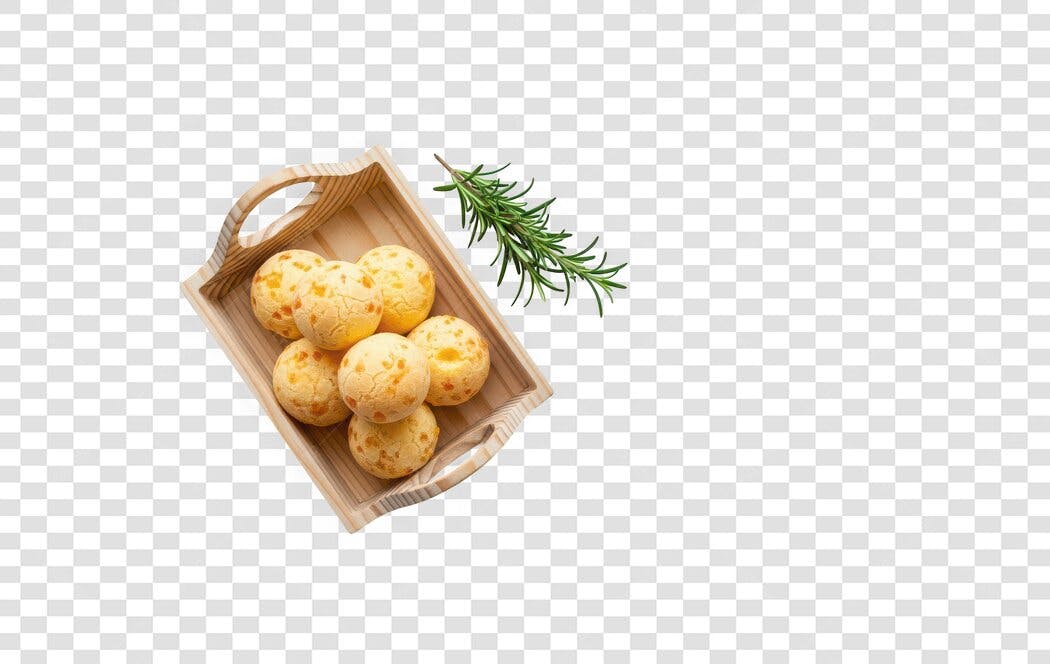 Foto Recortada Pão de Queijo Bandeja Rústica PNG Fundo Transparente