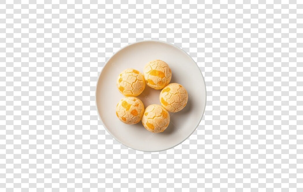 Foto Recortada Pão de Queijo Mineiro em Prato PNG Fundo Transparente