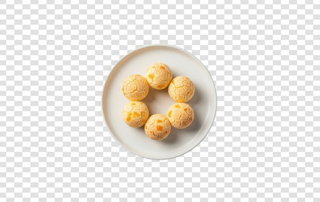 Foto Recortada Pão de Queijo Prato PNG Fundo Transparente