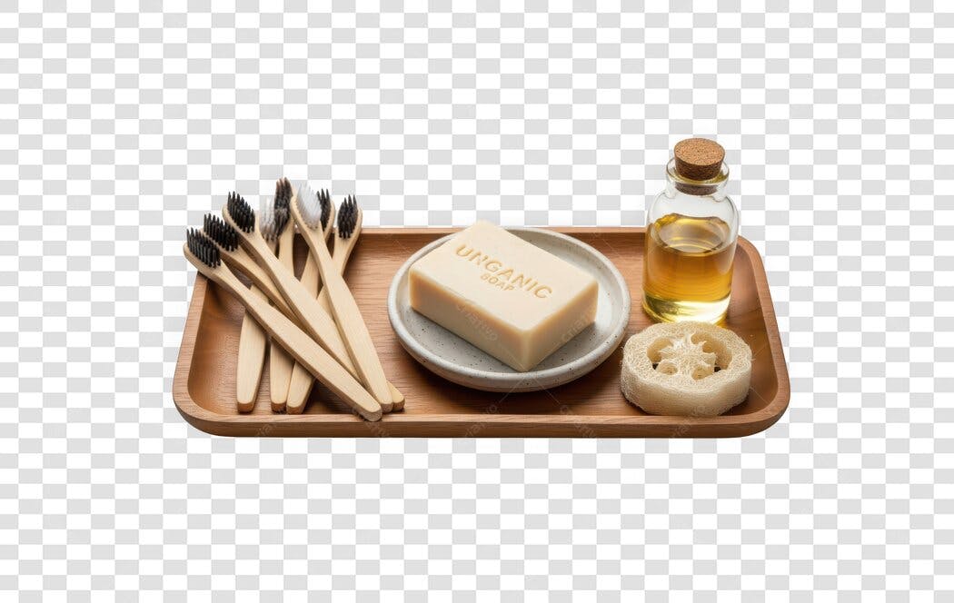 Foto Recortada Produtos Higiene Orgânicos Bambu PNG Fundo Transparente