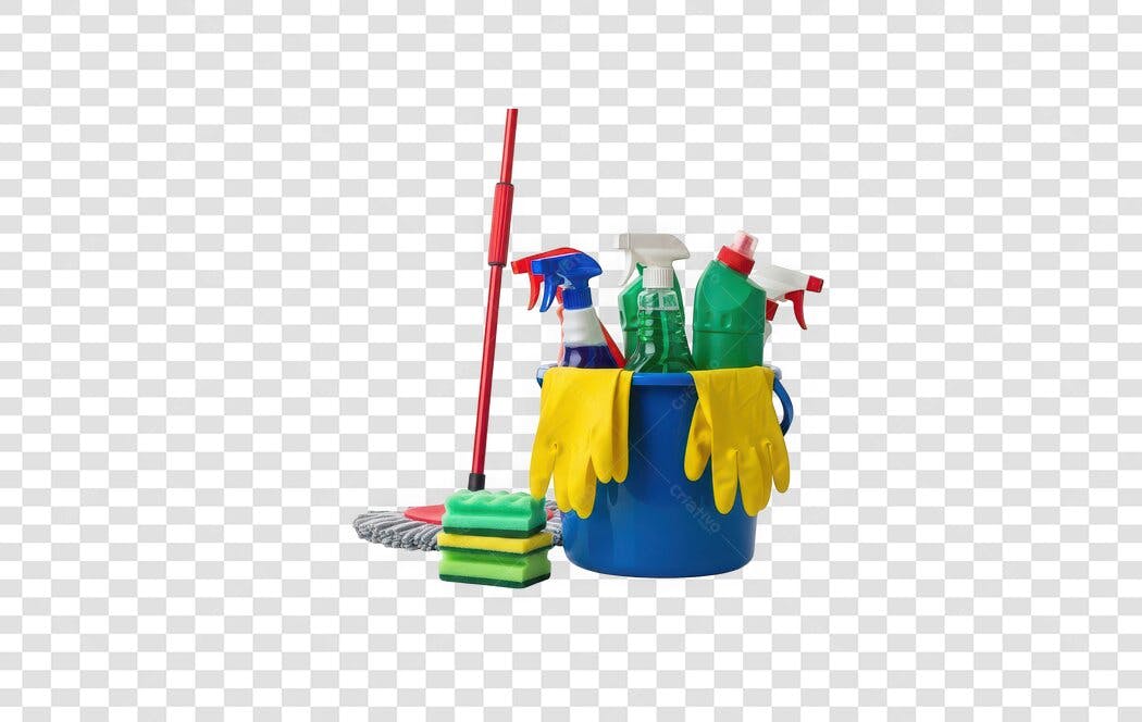 Foto Recortada Produtos Limpeza Balde Rodo PNG Fundo Transparente