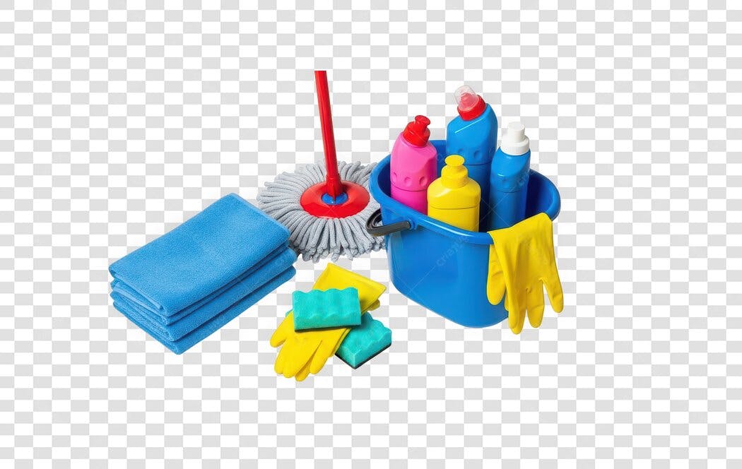 Foto Recortada Produtos Limpeza Balde Rodo PNG Fundo Transparente