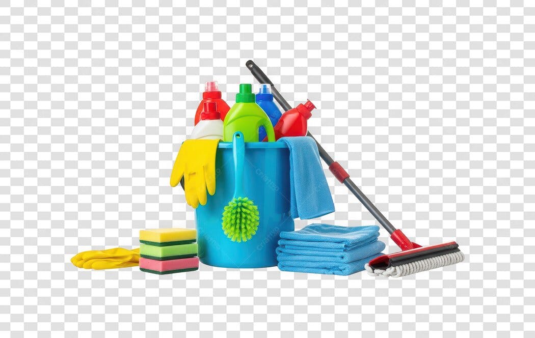 Foto Recortada Produtos Limpeza Balde Rodo PNG Fundo Transparente
