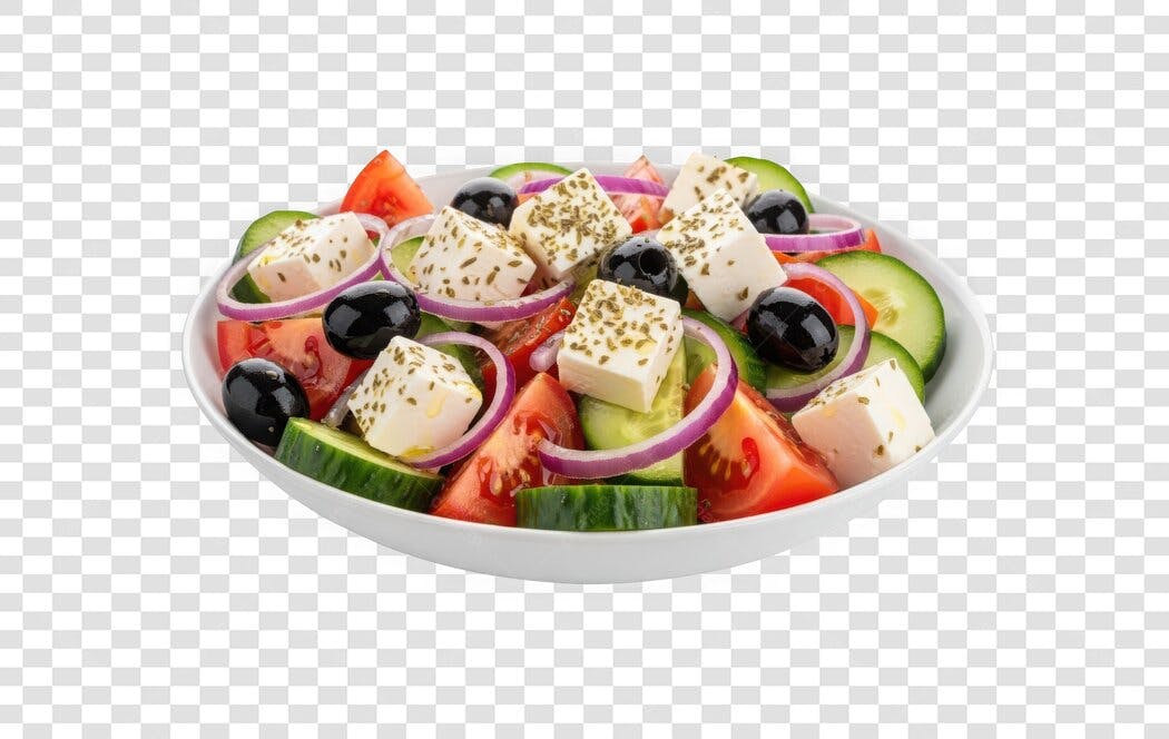 Foto Recortada Salada Grega com Queijo Feta PNG Fundo Transparente