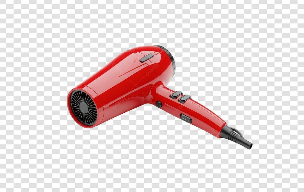 Foto Recortada Secador Cabelo Vermelho PNG Fundo Transparente