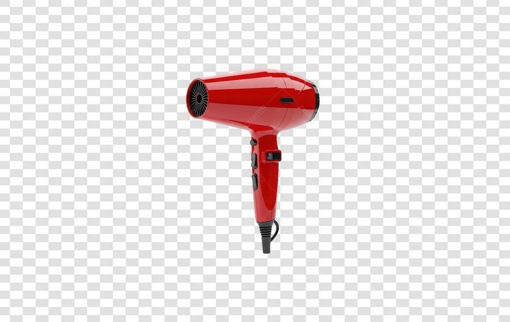 Foto Recortada Secador de Cabelo Vermelho PNG Fundo Transparente