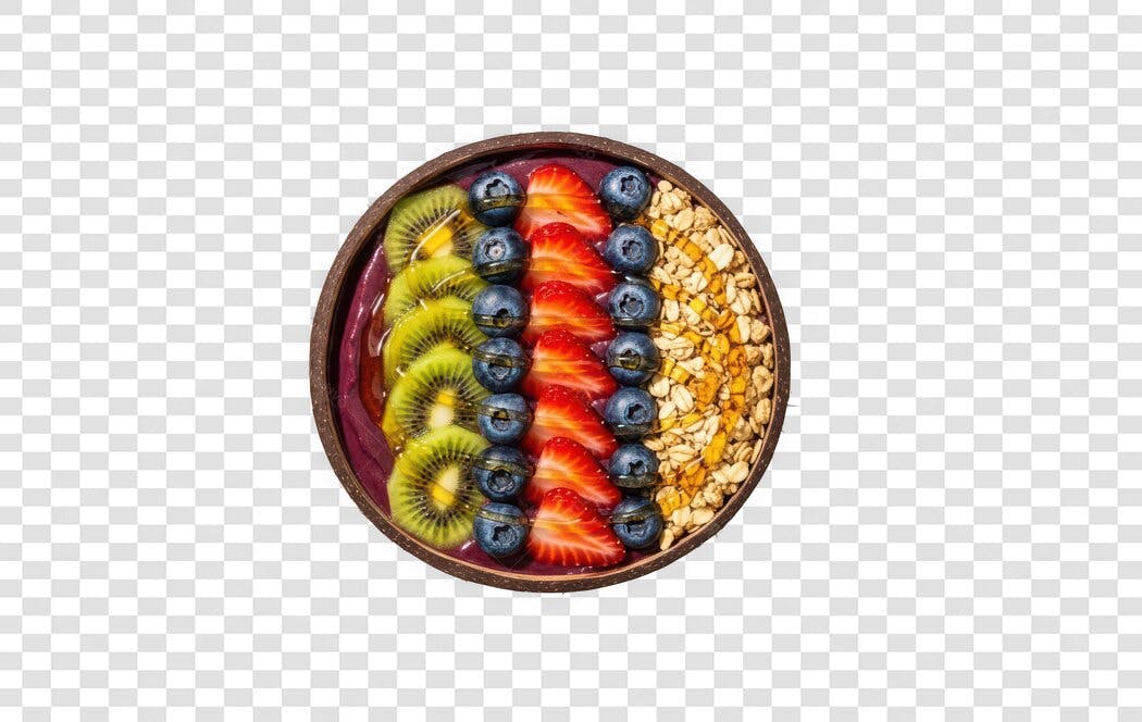 Foto Recortada Tigela Açaí Frutas Granola PNG Fundo Transparente