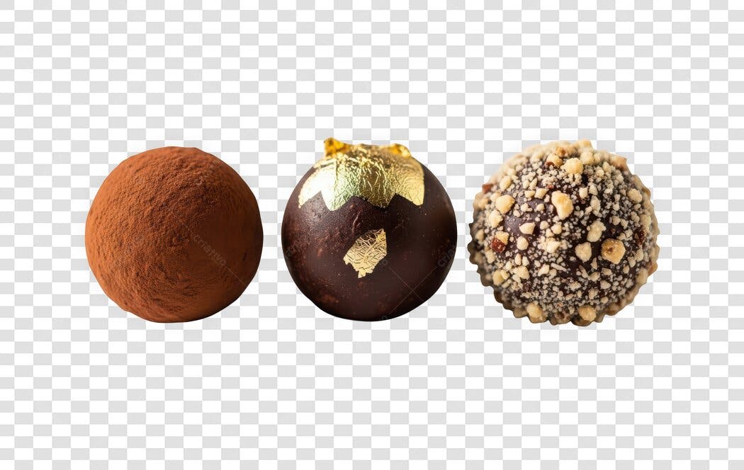 Foto Recortada Trufas de Chocolate Gourmet PNG Fundo Transparente