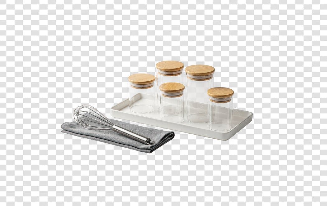 Foto Recortada Utensílios Cozinha Potes Vidro PNG Fundo Transparente