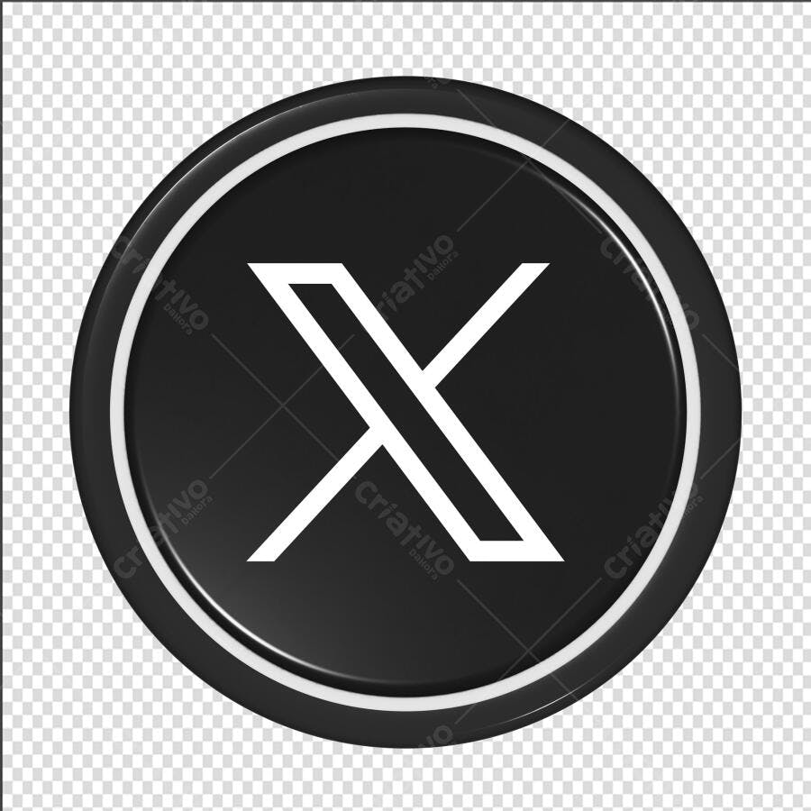Ícone X Twitter Logo Preto 3D PNG Fundo Transparente