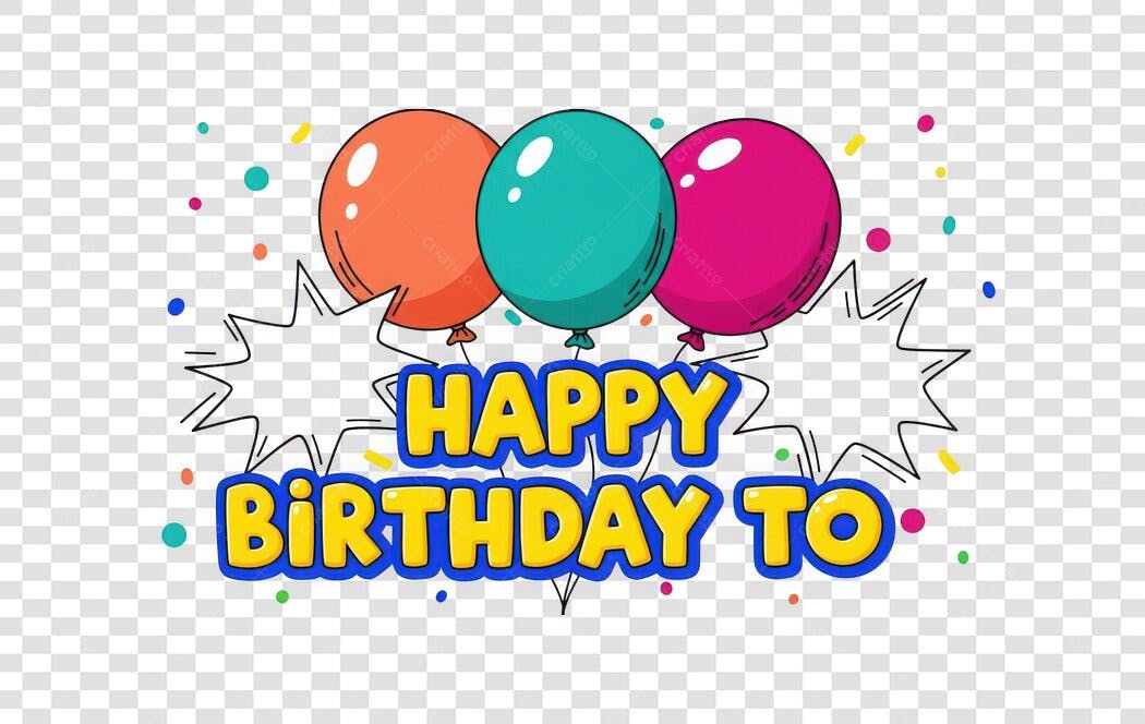 Ilustração Balões Aniversário Happy Birthday PNG Fundo Transparente