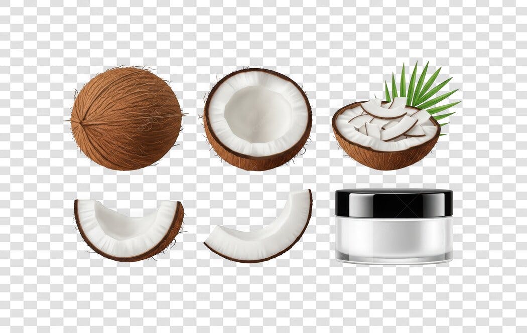 Ilustração Coco e Creme Cosmético PNG Fundo Transparente