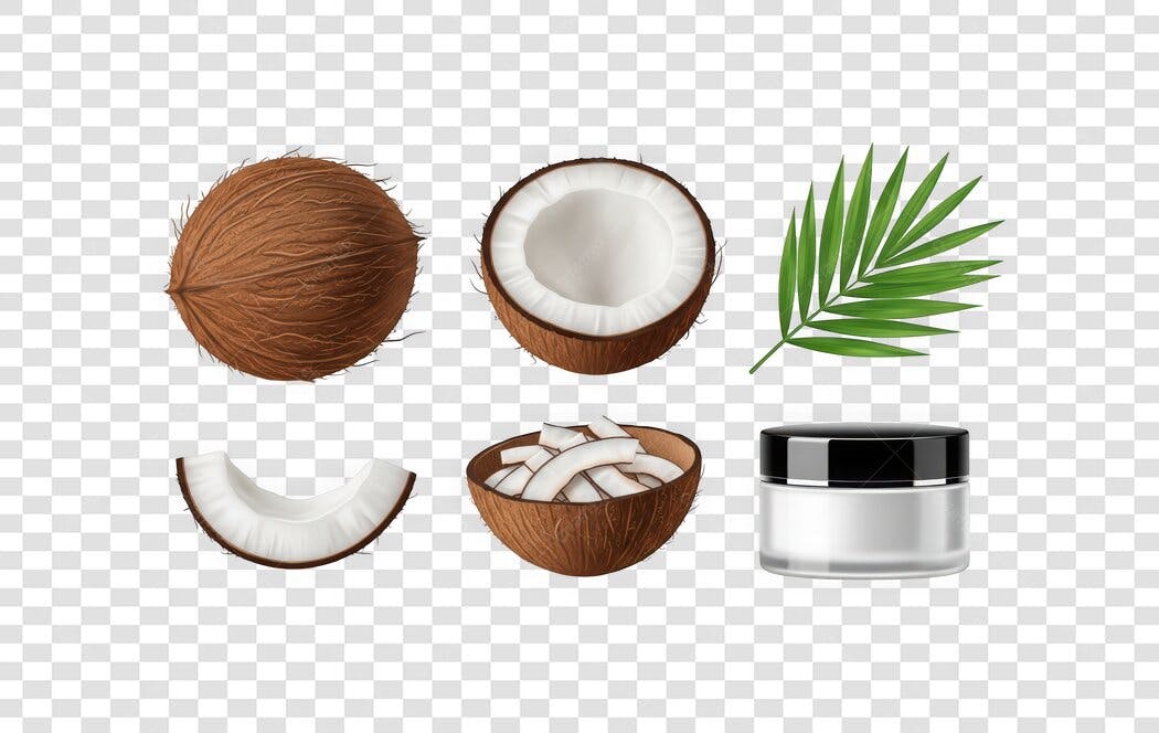 Ilustração Coco e Creme Cosmético PNG Fundo Transparente