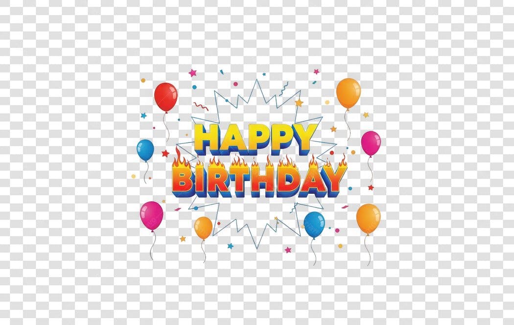 Ilustração Happy Birthday Balões Coloridos PNG Fundo Transparente