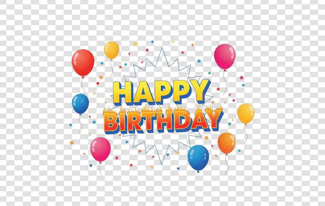 Ilustração Happy Birthday Balões Coloridos PNG Fundo Transparente