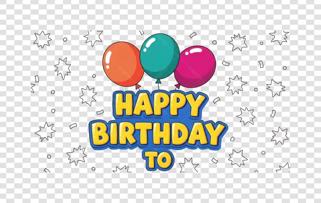 Ilustração Happy Birthday To Balões Coloridos PNG Fundo Transparente