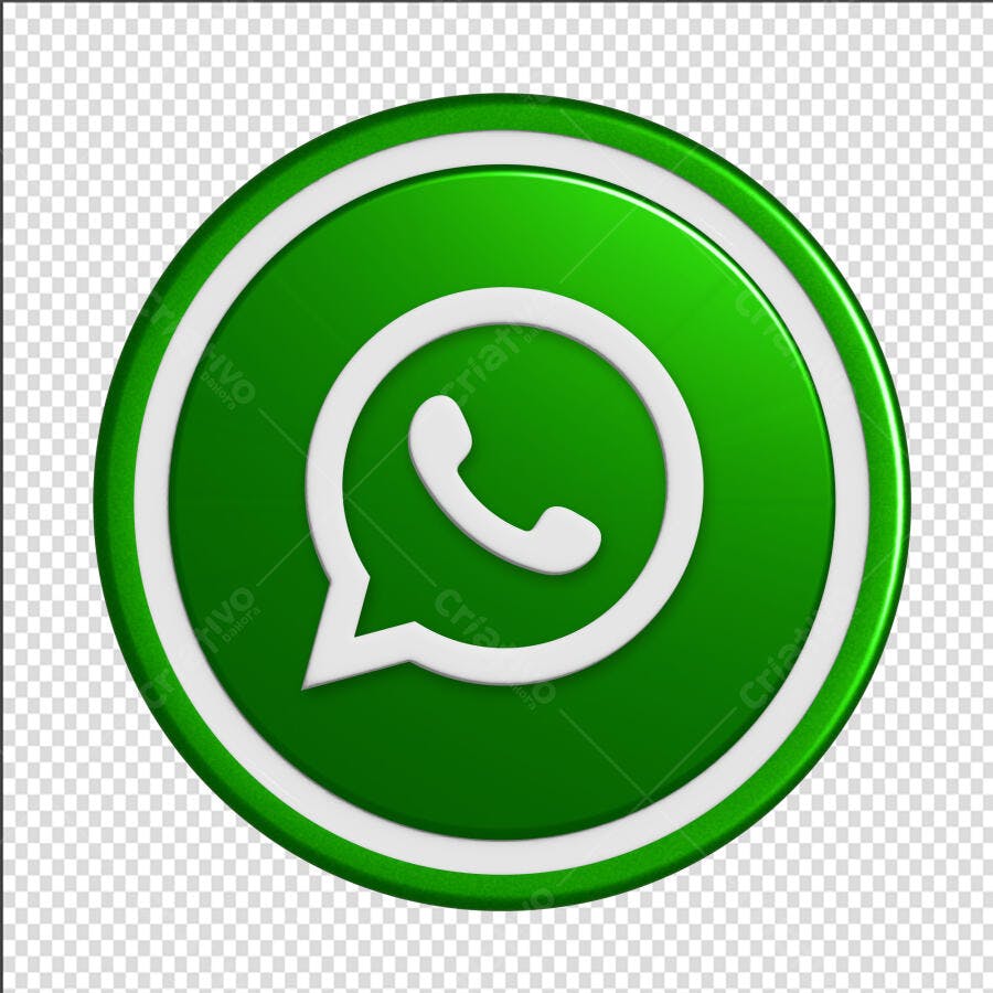 Logo WhatsApp 3D Ícone Rede Social PNG Fundo Transparente