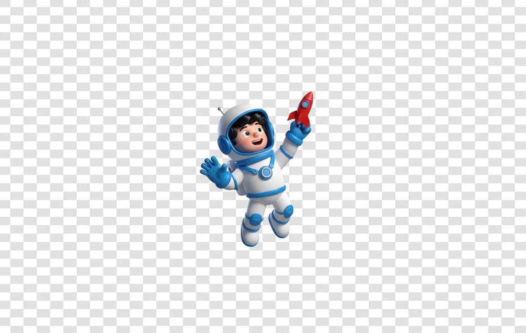 Personagem Ilustrado Astronauta Foguete Espaço PNG Fundo Transparente