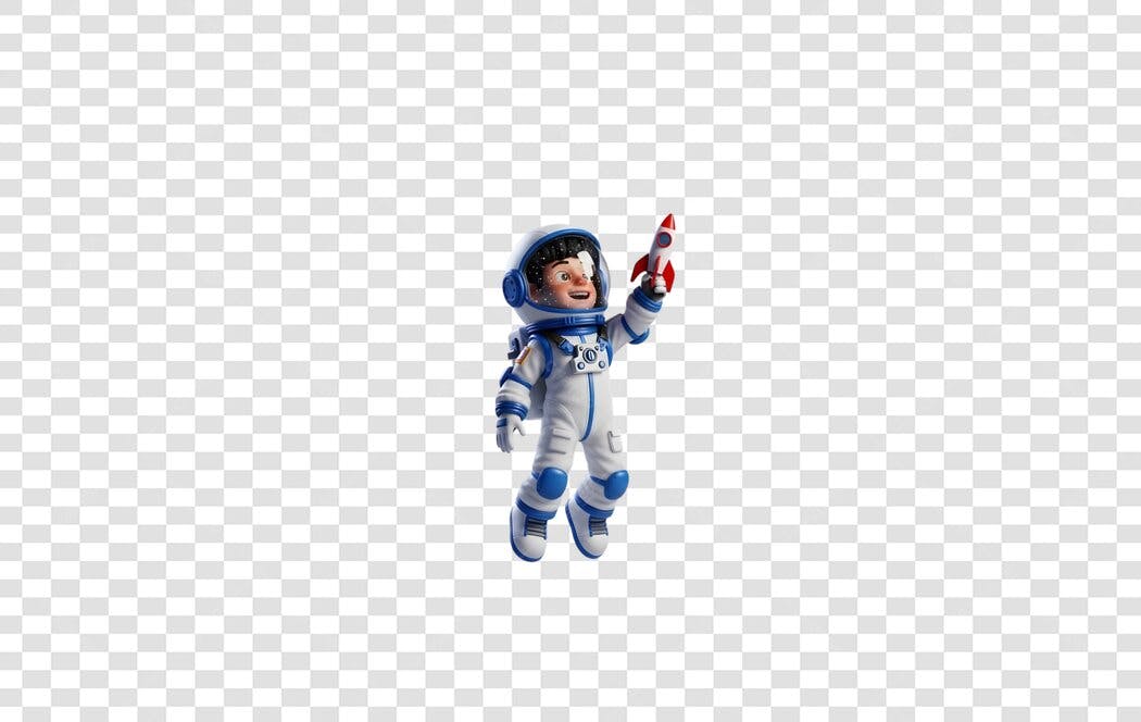 Personagem Ilustrado Astronauta Infantil Foguete PNG Fundo Transparente