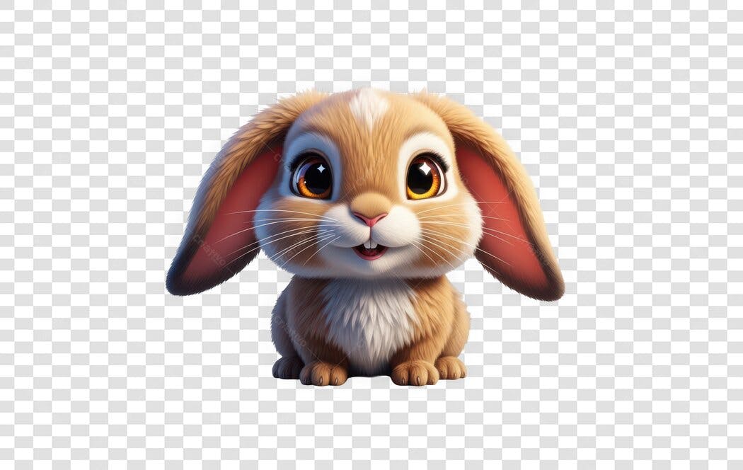 Personagem Ilustrado Coelhinho Fofo Páscoa PNG Fundo Transparente