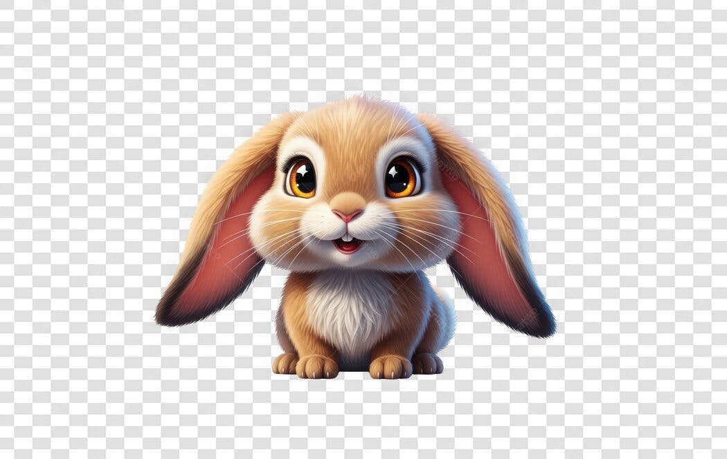Personagem Ilustrado Coelhinho Fofo Páscoa PNG Fundo Transparente