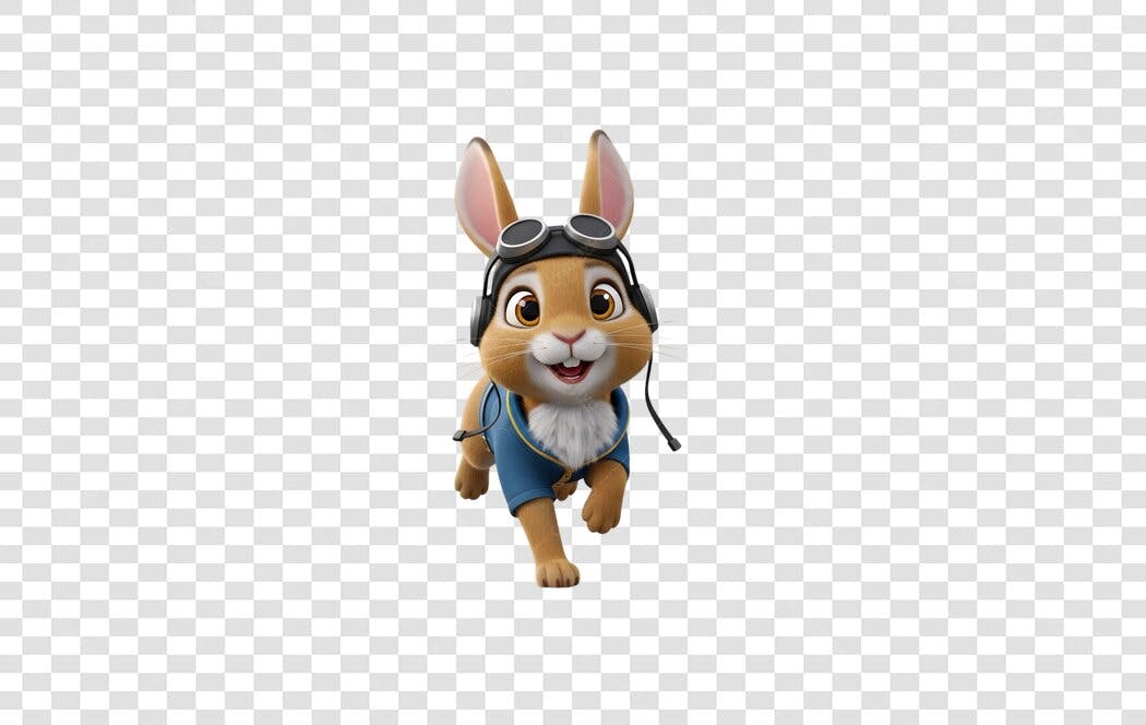 Personagem Ilustrado Coelhinho Piloto Fofo PNG Fundo Transparente