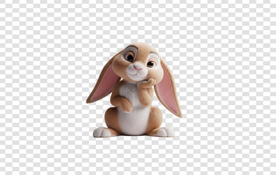 Personagem Ilustrado Coelho Fofo Infantil PNG Fundo Transparente
