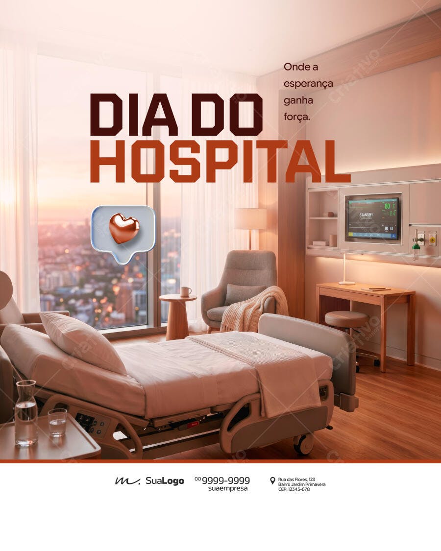 Post Dia do Hospital Saúde Clínica Médica PSD Editável